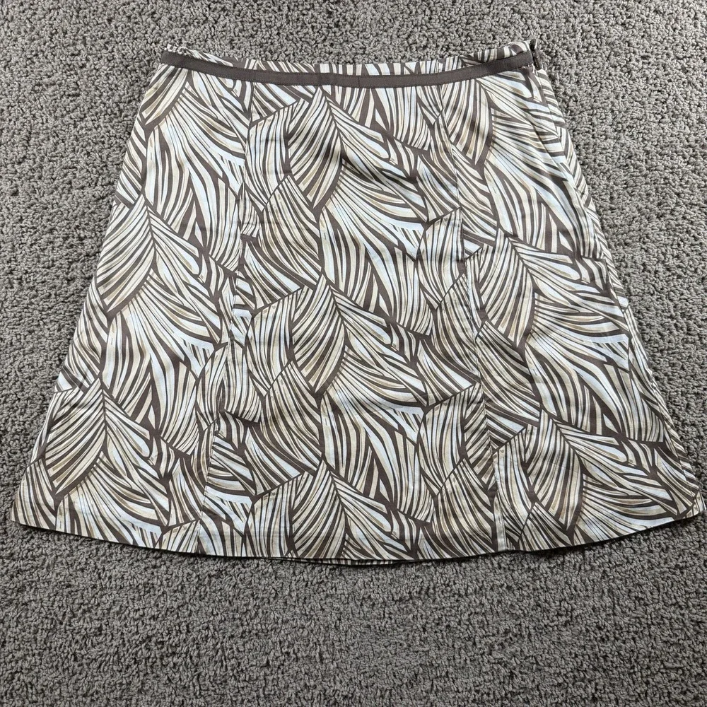 Talbots A line Leaf Skirt‎ Size 12 Petite tropical resort wear neutral preppy
